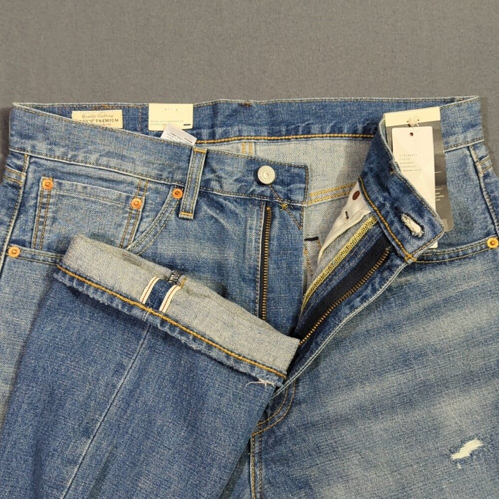 Levi's Premium Selvedge Jean Men 32x32 Blue 50's Straight Cotton Hemp Distressed